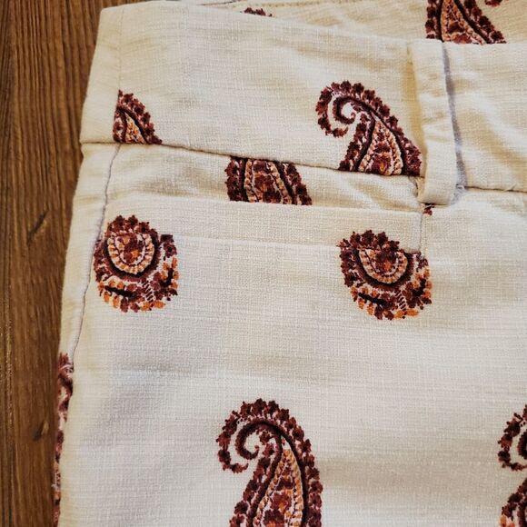 🔸️Loft Cream & Red Paisley Print Petite Pants Petite 00 - Picture 6 of 12